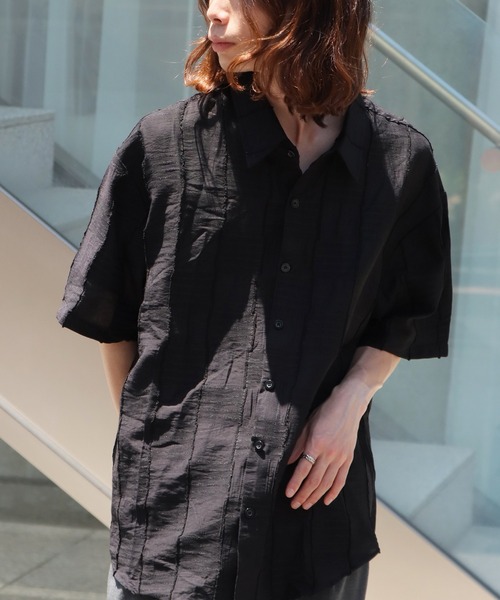 ROOPTOKYO（ループトウキョウ）の「格子柄半袖レギュラーカラーシャツ（シャツ/ブラウス・メンズ・ホワイト/ブラック・L/M）」の4枚目の写真