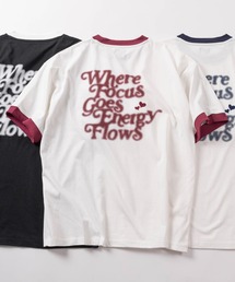 【85】ぼかしプリント＆ハート刺繍 バックプリント リンガー 半袖 Tシャツ