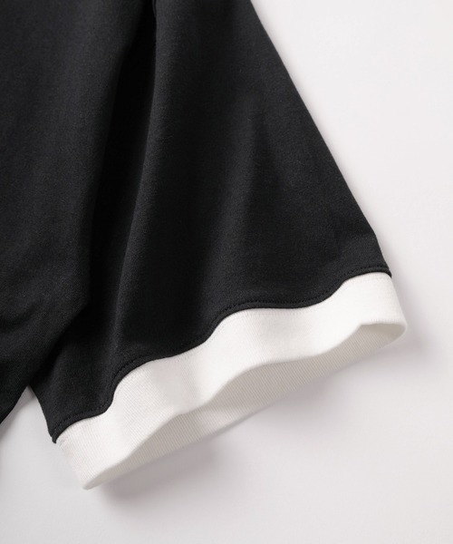 make a ray!(メイク ア レイ!)の「【85】ぼかしプリント&ハート刺繍 バックプリント リンガー 半袖 Tシャツ(Tシャツ/カットソー・メンズ・ホワイト×レッド/ブラック×ホワイト/ホワイト×ネイビー・M/L)」の11枚目の写真
