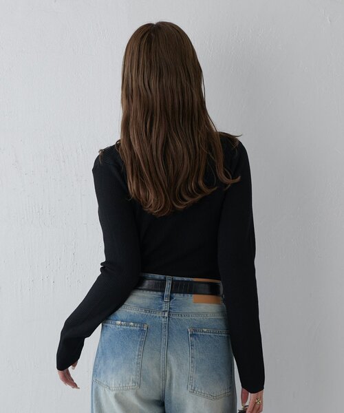 Lui's（ルイス）の「レイヤードニット（ニット/セーター・レディース・ブラウン/オフホワイト/ブラック・FREE）」の7枚目の写真