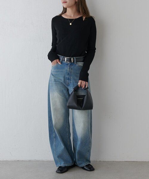 Lui's（ルイス）の「レイヤードニット（ニット/セーター・レディース・ブラウン/オフホワイト/ブラック・FREE）」の8枚目の写真