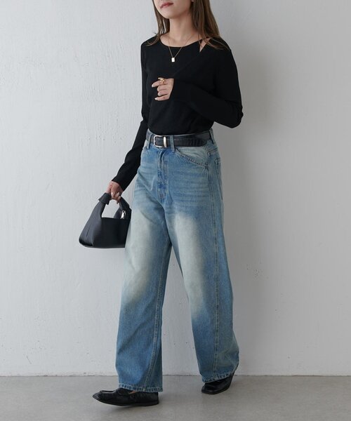 Lui's（ルイス）の「レイヤードニット（ニット/セーター・レディース・ブラウン/オフホワイト/ブラック・FREE）」の10枚目の写真