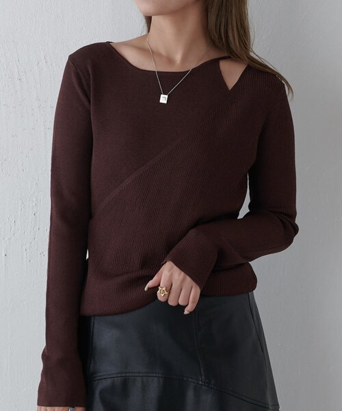 Lui's（ルイス）の「レイヤードニット（ニット/セーター・レディース・ブラウン/オフホワイト/ブラック・FREE）」の12枚目の写真