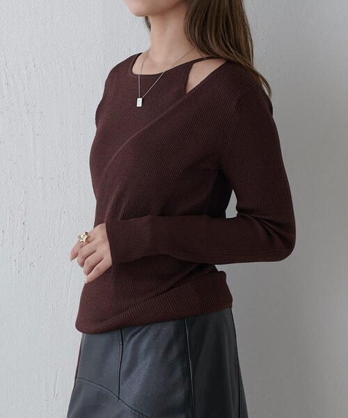 Lui's（ルイス）の「レイヤードニット（ニット/セーター・レディース・ブラウン/オフホワイト/ブラック・FREE）」の14枚目の写真