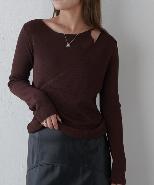 Lui's（ルイス）の「レイヤードニット（ニット/セーター・レディース・ブラウン/オフホワイト/ブラック・FREE）」の15枚目の写真