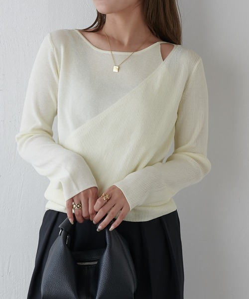 Lui's（ルイス）の「レイヤードニット（ニット/セーター・レディース・ブラウン/オフホワイト/ブラック・FREE）」の19枚目の写真