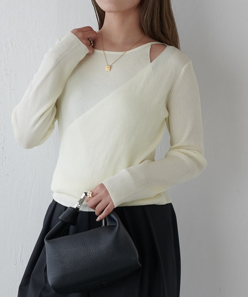 Lui's（ルイス）の「レイヤードニット（ニット/セーター・レディース・ブラウン/オフホワイト/ブラック・FREE）」の20枚目の写真