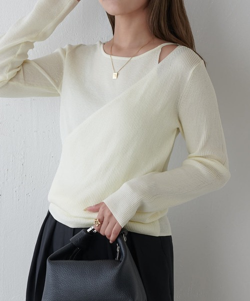 Lui's（ルイス）の「レイヤードニット（ニット/セーター・レディース・ブラウン/オフホワイト/ブラック・FREE）」の21枚目の写真