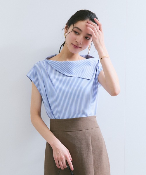 VIS（ビス）の「アシメオフショルブラウス（シャツ/ブラウス・レディース・ブルー系その他4/クリーム/パープル系その他・FREE）」の3枚目の写真