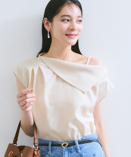 VIS（ビス）の「アシメオフショルブラウス（シャツ/ブラウス・レディース・ブルー系その他4/クリーム/パープル系その他・FREE）」の2枚目の写真