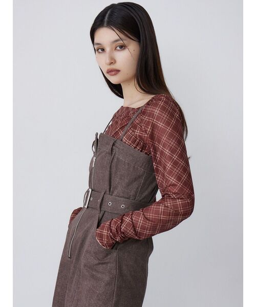 MURUA（ムルーア）の「チェックシアートップス（Tシャツ/カットソー・レディース・ブラウン/ブラック・FREE）」の10枚目の写真