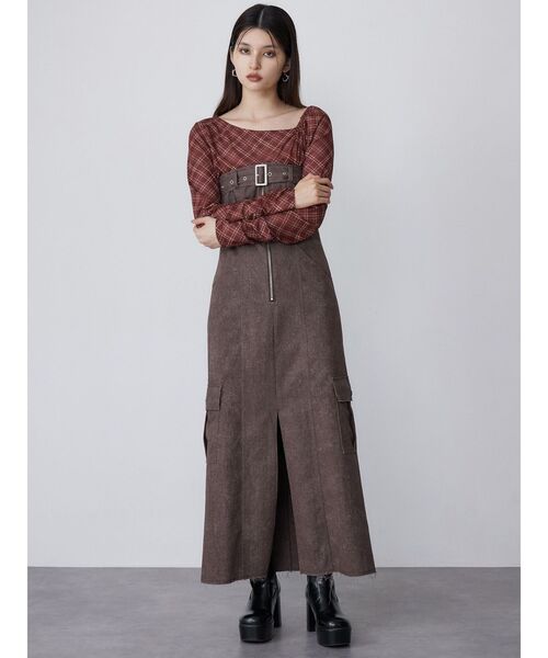 MURUA（ムルーア）の「チェックシアートップス（Tシャツ/カットソー・レディース・ブラウン/ブラック・FREE）」の13枚目の写真