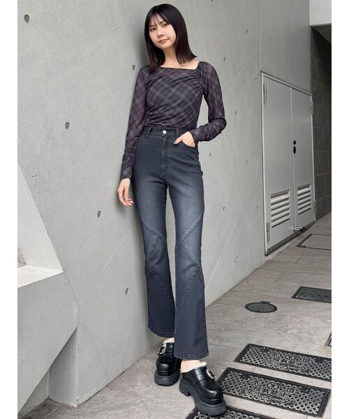 MURUA（ムルーア）の「チェックシアートップス（Tシャツ/カットソー・レディース・ブラウン/ブラック・FREE）」の18枚目の写真