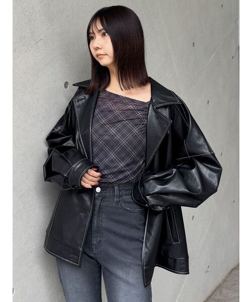 MURUA（ムルーア）の「チェックシアートップス（Tシャツ/カットソー・レディース・ブラウン/ブラック・FREE）」の19枚目の写真