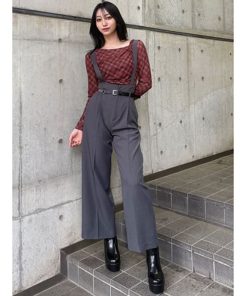 MURUA（ムルーア）の「チェックシアートップス（Tシャツ/カットソー・レディース・ブラウン/ブラック・FREE）」の6枚目の写真
