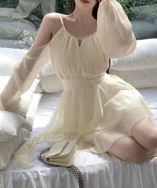 Miniministore(ミニミニストア)の「オフショルダーミニワンピース 可愛い夏服(ドレス・レディース・アイボリー・M/XL/L)」の7枚目の写真