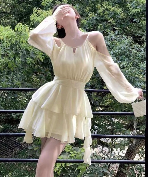 Miniministore(ミニミニストア)の「オフショルダーミニワンピース 可愛い夏服(ドレス・レディース・アイボリー・M/XL/L)」の9枚目の写真