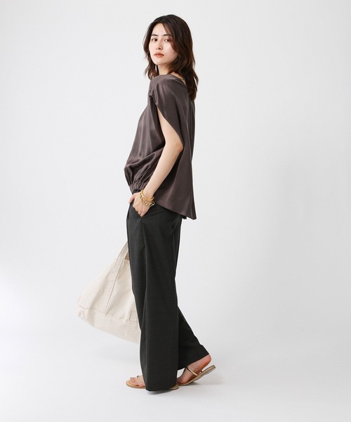 BABYLONE(バビロン)の「ウォッシャブルシルクレーヨンノースリブラウス(シャツ/ブラウス・レディース・ダークブラウン/ライトベージュ・フリー)」の15枚目の写真