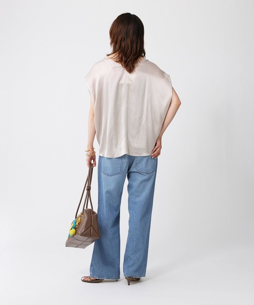 BABYLONE(バビロン)の「ウォッシャブルシルクレーヨンノースリブラウス(シャツ/ブラウス・レディース・ダークブラウン/ライトベージュ・フリー)」の9枚目の写真