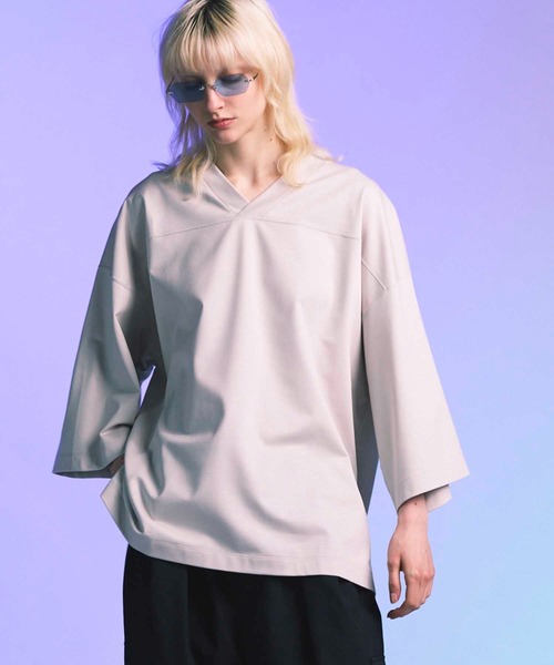 最終値下げMAISON SPECIAL アメリカンフットボールシャツ 66 UNISEX》Silky King Prime-Over Football T-shirt/シルキー
