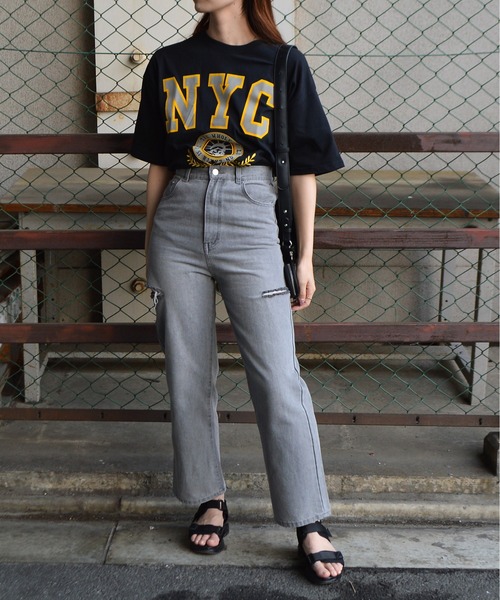 spiritoso（スピリトーゾ）の「【spiritoso】 NYCフロッキーロゴTシャツ（Tシャツ/カットソー・レディース・ホワイト/グレイッシュベージュ/ブラック/グレー・FREE）」の20枚目の写真