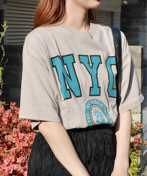 spiritoso（スピリトーゾ）の「【spiritoso】 NYCフロッキーロゴTシャツ（Tシャツ/カットソー・レディース・ホワイト/グレイッシュベージュ/ブラック/グレー・FREE）」の6枚目の写真