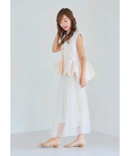 美品 coulage クラージュ コットンバルーンベスト ジレ セール】 〈手洗い可能〉サテン タック バルーン ジレ （ベスト