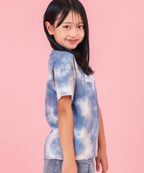 ANAP kids（アナップキッズ）の「ミニ裏毛 マーブルタイダイ柄 ロゴTシャツ【親子お揃い】（Tシャツ/カットソー・キッズ・ライトグレー/ブラック/ブルー・110cm/120cm/130cm）」の5枚目の写真
