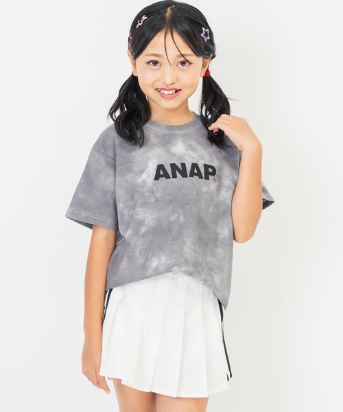 ANAP kids（アナップキッズ）の「ミニ裏毛 マーブルタイダイ柄 ロゴTシャツ【親子お揃い】（Tシャツ/カットソー・キッズ・ライトグレー/ブラック/ブルー・110cm/120cm/130cm）」の21枚目の写真