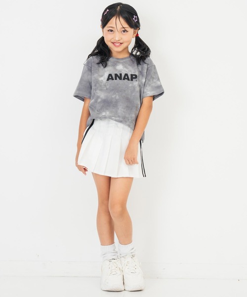 ANAP kids（アナップキッズ）の「ミニ裏毛 マーブルタイダイ柄 ロゴTシャツ【親子お揃い】（Tシャツ/カットソー・キッズ・ライトグレー/ブラック/ブルー・110cm/120cm/130cm）」の22枚目の写真