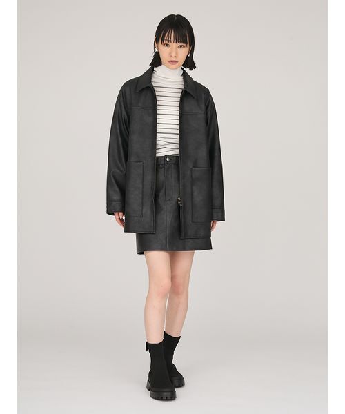 emmi（エミ）の「フェイクレザーミニスカート（スカート・レディース・ブラウン/ブラック・0/1）」の19枚目の写真