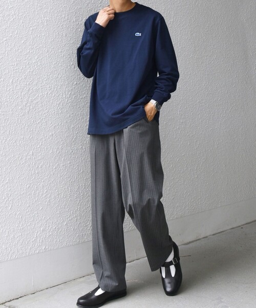 【NAVY】プリント 2プリーツ イージーパンツ セール】SHIPS any: LIM BLESS ソリッド/ストライプ 2プリーツ