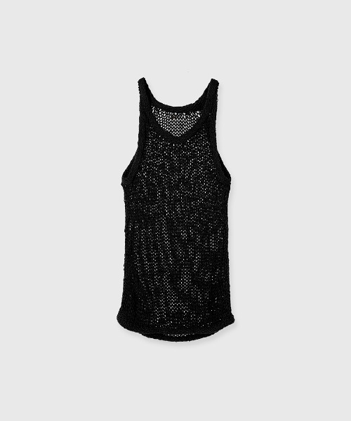 anuans タンクトップ black セール】テープヤーンニットタンクトップ（タンクトップ
