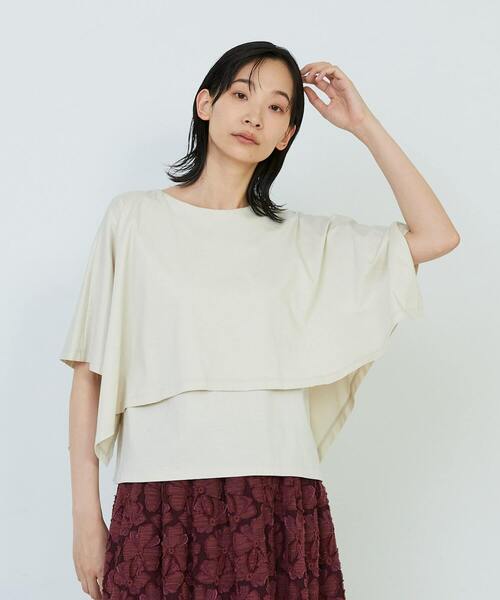 ADIEU TRISTESSE(アデュートリステス)の「ハンカチスリーブシャツ(Tシャツ/カットソー・レディース・オフホワイト/ブラウン/ブラック・FREE)」の2枚目の写真