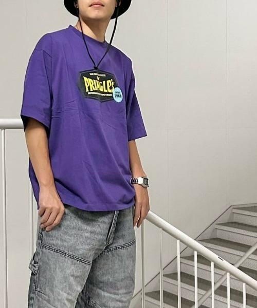 Right-on(ライトオン)の「【Pringles】プリントTシャツ(Tシャツ/カットソー・メンズ・グリーン/ホワイト/パープル・L/XL/M)」の3枚目の写真