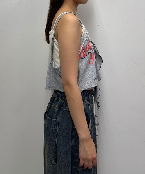 CIAOPANIC（チャオパニック）の「ドロップフリルカットロゴビスチェ（キャミソール・レディース・ベージュ/グレー・ONE SIZE）」の11枚目の写真