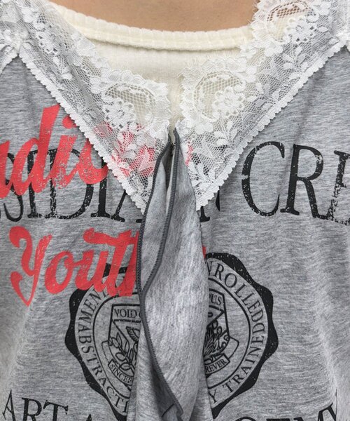 CIAOPANIC（チャオパニック）の「ドロップフリルカットロゴビスチェ（キャミソール・レディース・ベージュ/グレー・ONE SIZE）」の15枚目の写真