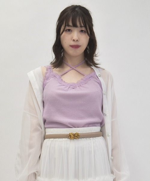 axes femme(アクシーズファム)の「ストラップラメリブタンク(タンクトップ・レディース・ブラック/ラベンダー/ホワイト・FREE)」の7枚目の写真