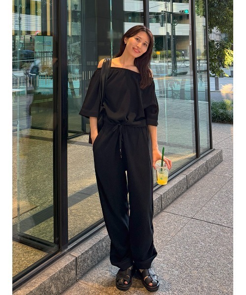 styling/（スタイリング）の「ドローコードオールインワン（つなぎ/オールインワン・レディース・ブラック/カーキ/ブルー・0/1）」の5枚目の写真