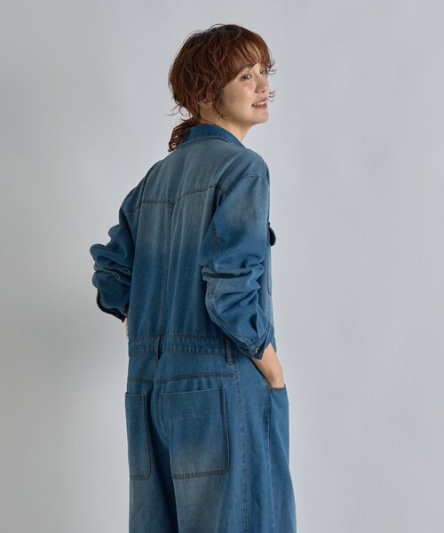 一枚で決まる】デニムジャンプスーツ（つなぎ/オールインワン