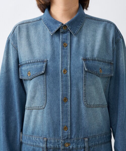 セール】【一枚で決まる】デニムジャンプスーツ（つなぎ