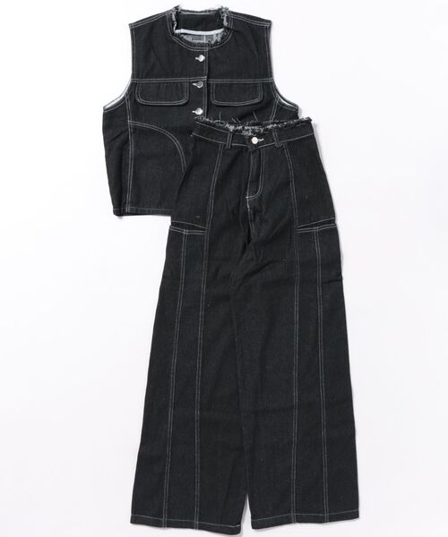 Aelina(エリナ)の「ノースリーブデニムセットアップ(セットアップ・レディース・ダークブルー・XL/L/M/S)」の7枚目の写真