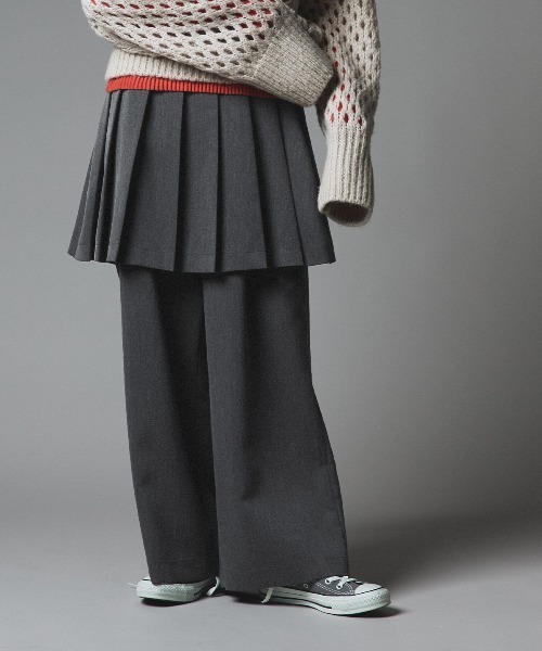 W:Huku(フーク)の「【W:Huku / リンクルフリーツイル】 ドッキング スカート パンツ / Wrinkle-Free Stretch Twill Skirt Pants(その他パンツ・レディース・ブラウン/杢グレー/ブラック・FREE)」の2枚目の写真