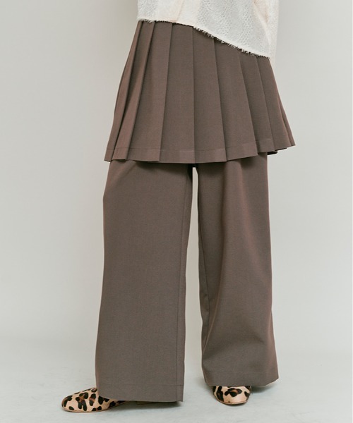 W:Huku(フーク)の「【W:Huku / リンクルフリーツイル】 ドッキング スカート パンツ / Wrinkle-Free Stretch Twill Skirt Pants(その他パンツ・レディース・ブラウン/杢グレー/ブラック・FREE)」の4枚目の写真