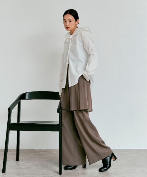 W:Huku(フーク)の「【W:Huku / リンクルフリーツイル】 ドッキング スカート パンツ / Wrinkle-Free Stretch Twill Skirt Pants(その他パンツ・レディース・ブラウン/杢グレー/ブラック・FREE)」の5枚目の写真