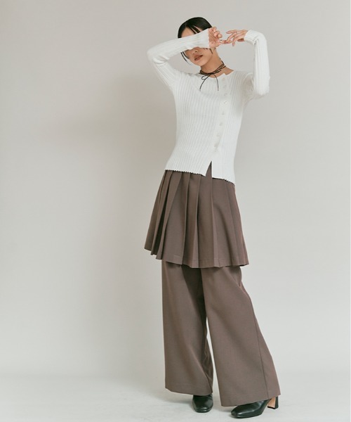 W:Huku(フーク)の「【W:Huku / リンクルフリーツイル】 ドッキング スカート パンツ / Wrinkle-Free Stretch Twill Skirt Pants(その他パンツ・レディース・ブラウン/杢グレー/ブラック・FREE)」の7枚目の写真