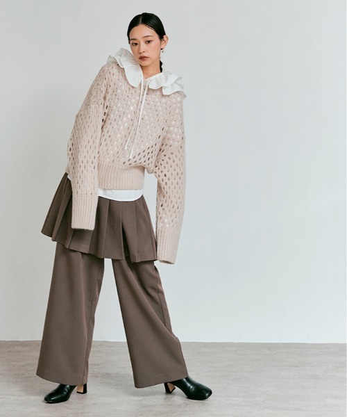 W:Huku(フーク)の「【W:Huku / リンクルフリーツイル】 ドッキング スカート パンツ / Wrinkle-Free Stretch Twill Skirt Pants(その他パンツ・レディース・ブラウン/杢グレー/ブラック・FREE)」の15枚目の写真