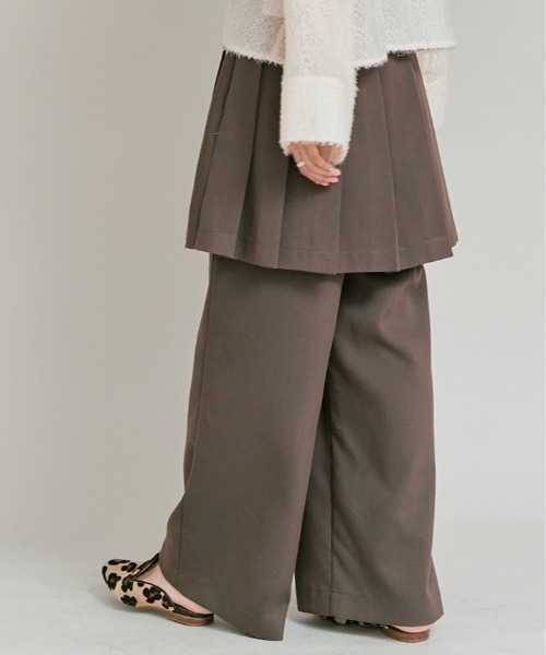 W:Huku(フーク)の「【W:Huku / リンクルフリーツイル】 ドッキング スカート パンツ / Wrinkle-Free Stretch Twill Skirt Pants(その他パンツ・レディース・ブラウン/杢グレー/ブラック・FREE)」の16枚目の写真