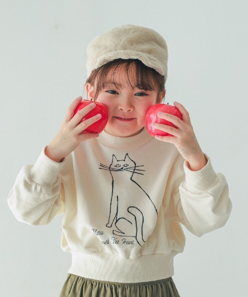 NHT（エヌエイチティー）の「NHT/エヌエイチティー cat　ドルマンショートトレーナー（スウェット・キッズ・ラベンダー/アイボリー/チャコールグレー・140cm/130cm/120cm/160cm/150cm/110cm）」の2枚目の写真