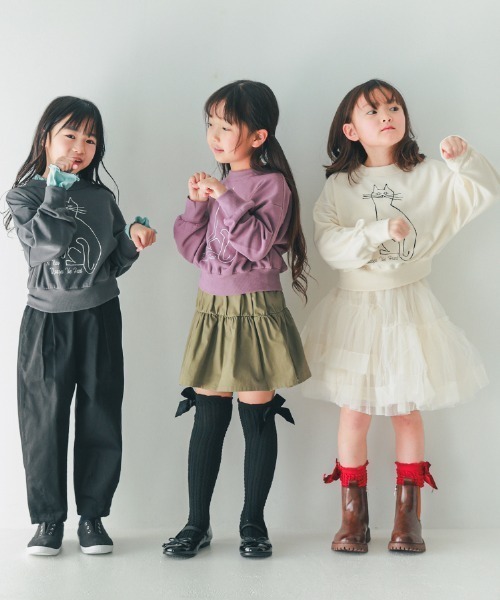 NHT（エヌエイチティー）の「NHT/エヌエイチティー cat　ドルマンショートトレーナー（スウェット・キッズ・ラベンダー/アイボリー/チャコールグレー・140cm/130cm/120cm/160cm/150cm/110cm）」の12枚目の写真